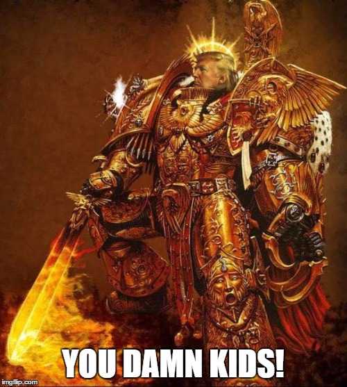 YOU DAMN KIDS! | image tagged in trump flame warrior | made w/ Imgflip meme maker