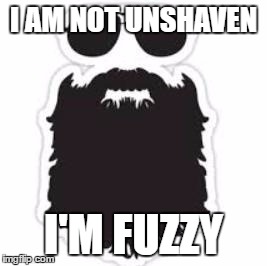 Beard | I AM NOT UNSHAVEN; I'M FUZZY | image tagged in beard | made w/ Imgflip meme maker