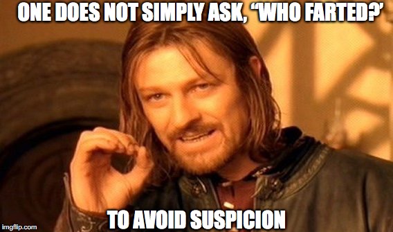 He Who Smelt It... | ONE DOES NOT SIMPLY ASK, “WHO FARTED?’; TO AVOID SUSPICION | image tagged in memes,one does not simply,embarrassing,fart,elevator | made w/ Imgflip meme maker