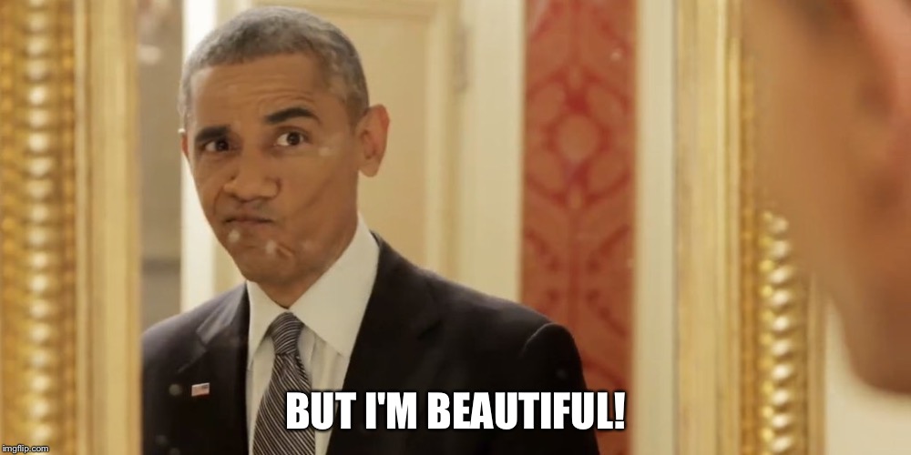 Obama mirror | BUT I'M BEAUTIFUL! | image tagged in obama mirror | made w/ Imgflip meme maker