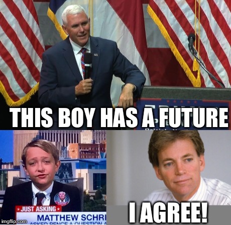 Young Republi-Racists for Trump | THIS BOY HAS A FUTURE; I AGREE! | image tagged in david duke,smirking donald trump,trump 2016,mike pence,election 2016,racist | made w/ Imgflip meme maker
