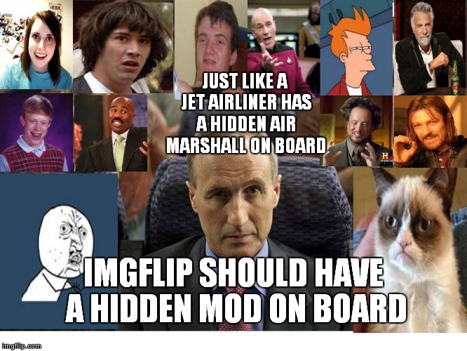 Y U NO DO THIS | JUST LIKE A JET AIRLINER HAS A HIDDEN AIR MARSHALL ON BOARD; IMGFLIP SHOULD HAVE A HIDDEN MOD ON BOARD | image tagged in memes,imgflip mods,catch trolls,custom template | made w/ Imgflip meme maker