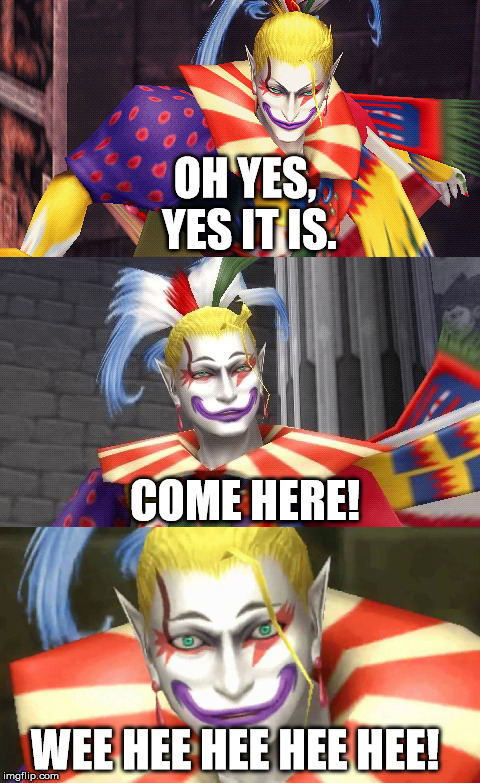 Bad Pun Kefka | OH YES, YES IT IS. COME HERE! WEE HEE HEE HEE HEE! | image tagged in bad pun kefka | made w/ Imgflip meme maker