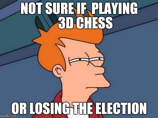 Futurama Fry Meme | NOT SURE IF  PLAYING     3D CHESS; OR LOSING THE ELECTION | image tagged in memes,futurama fry,EnoughTrumpSpam | made w/ Imgflip meme maker