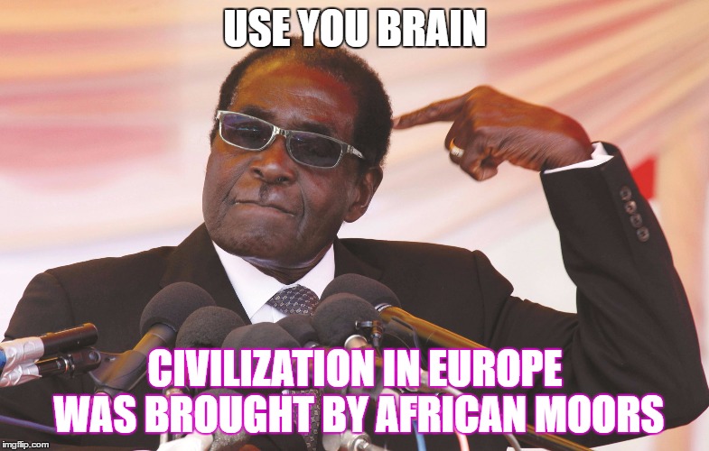 use your brain | USE YOU BRAIN; CIVILIZATION IN EUROPE WAS BROUGHT BY AFRICAN MOORS | image tagged in use your brain | made w/ Imgflip meme maker