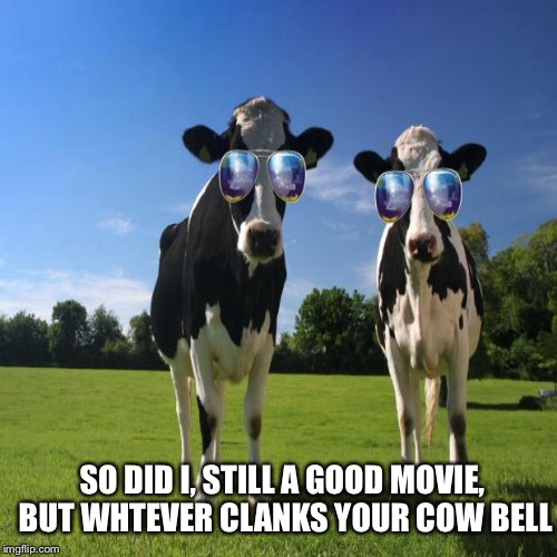 SO DID I, STILL A GOOD MOVIE, BUT WHTEVER CLANKS YOUR COW BELL | made w/ Imgflip meme maker