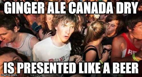 Sudden Clarity Clarence Meme | GINGER ALE CANADA DRY; IS PRESENTED LIKE A BEER | image tagged in memes,sudden clarity clarence,AdviceAnimals | made w/ Imgflip meme maker