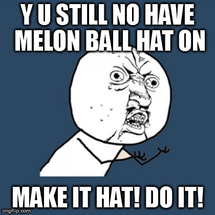 Y U No Meme | Y U STILL NO HAVE MELON BALL HAT ON MAKE IT HAT! DO IT! | image tagged in memes,y u no | made w/ Imgflip meme maker