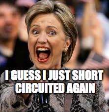 hillary clinton | I GUESS I JUST SHORT CIRCUITED AGAIN | image tagged in hillary clinton | made w/ Imgflip meme maker