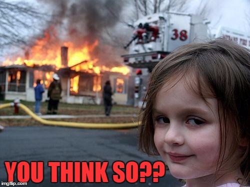 Disaster Girl Meme | YOU THINK SO?? | image tagged in memes,disaster girl | made w/ Imgflip meme maker
