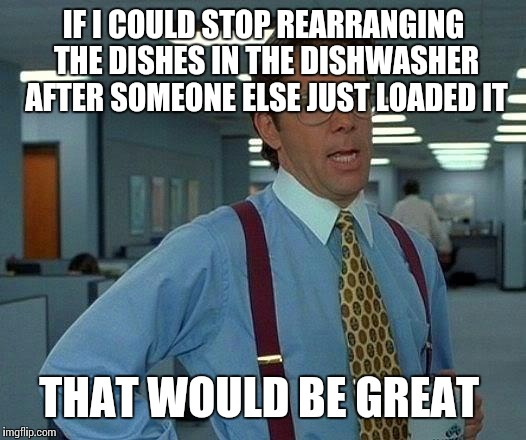 That Would Be Great | IF I COULD STOP REARRANGING THE DISHES IN THE DISHWASHER AFTER SOMEONE ELSE JUST LOADED IT; THAT WOULD BE GREAT | image tagged in memes,that would be great | made w/ Imgflip meme maker