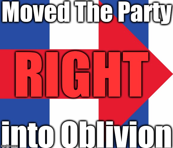 Hillary Campaign Logo | Moved The Party; RIGHT; into Oblivion | image tagged in hillary campaign logo | made w/ Imgflip meme maker