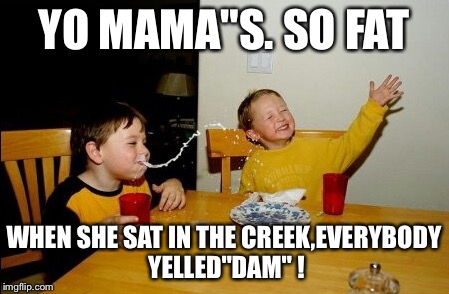 Yo Mamas So Fat | YO MAMA"S. SO FAT; WHEN SHE SAT IN THE CREEK,EVERYBODY YELLED"DAM" ! | image tagged in memes,yo mamas so fat | made w/ Imgflip meme maker