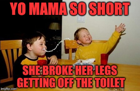Yo Mamas So Fat | YO MAMA SO SHORT; SHE BROKE HER LEGS GETTING OFF THE TOILET | image tagged in memes,yo mamas so fat,funny | made w/ Imgflip meme maker