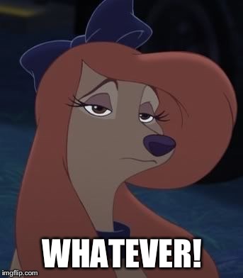 Dixie - Whatever! | WHATEVER! | image tagged in dixie,memes,disney,the fox and the hound 2,reba mcentire,dog | made w/ Imgflip meme maker