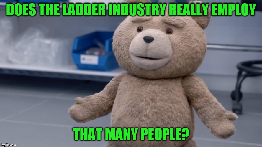 DOES THE LADDER INDUSTRY REALLY EMPLOY THAT MANY PEOPLE? | image tagged in ted question | made w/ Imgflip meme maker
