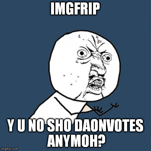 I think I'd like to know if my memes are getting downvoted... | IMGFRIP; Y U NO SHO DAONVOTES ANYMOH? | image tagged in memes,y u no,downvote | made w/ Imgflip meme maker
