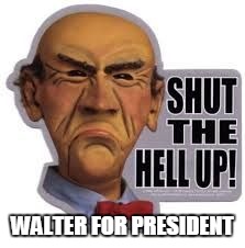So he's got a wooden head... | WALTER FOR PRESIDENT | image tagged in walter,politics | made w/ Imgflip meme maker