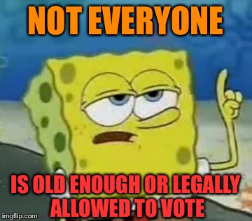 NOT EVERYONE IS OLD ENOUGH OR LEGALLY ALLOWED TO VOTE | made w/ Imgflip meme maker
