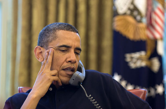 Obama on the phone Blank Meme Template