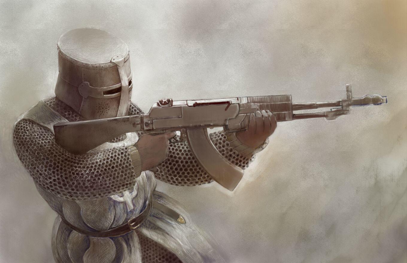 knight with ak47 Blank Meme Template