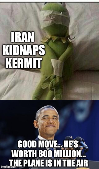 Wouldn't be surprising  | IRAN KIDNAPS KERMIT; GOOD MOVE... HE'S WORTH 800 MILLION... THE PLANE IS IN THE AIR | image tagged in memes | made w/ Imgflip meme maker