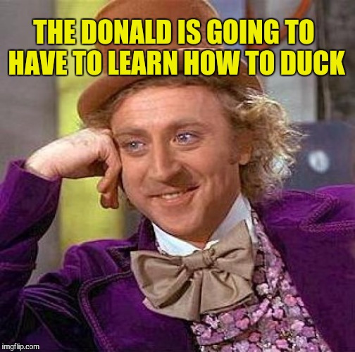 Creepy Condescending Wonka Meme | THE DONALD IS GOING TO HAVE TO LEARN HOW TO DUCK | image tagged in memes,creepy condescending wonka | made w/ Imgflip meme maker