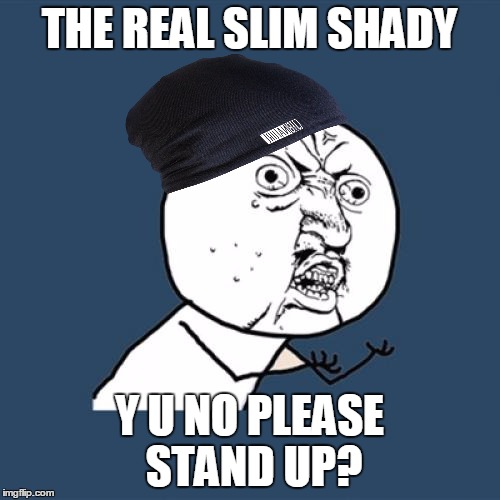 Y U No Meme | THE REAL SLIM SHADY Y U NO PLEASE STAND UP? | image tagged in memes,y u no | made w/ Imgflip meme maker