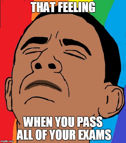 It always feels really great m8 | THAT FEELING; WHEN YOU PASS ALL OF YOUR EXAMS | image tagged in obama,study | made w/ Imgflip meme maker