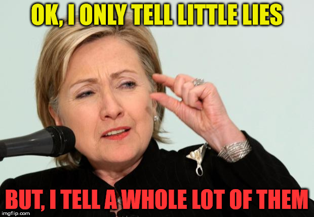Hillary Clinton Fingers | OK, I ONLY TELL LITTLE LIES; BUT, I TELL A WHOLE LOT OF THEM | image tagged in hillary clinton fingers | made w/ Imgflip meme maker