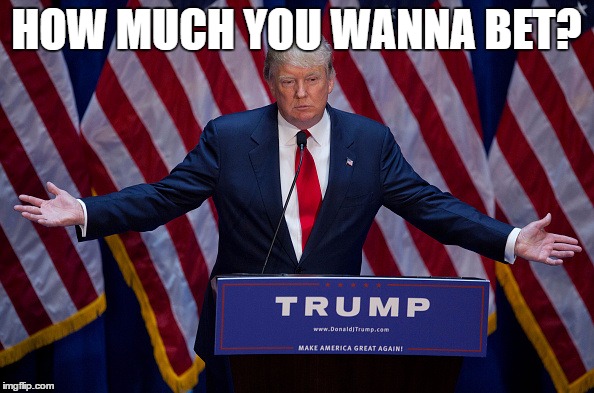 Trump Bruh | HOW MUCH YOU WANNA BET? | image tagged in trump bruh | made w/ Imgflip meme maker