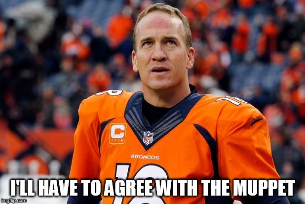 I'LL HAVE TO AGREE WITH THE MUPPET | image tagged in peyton manning broncos | made w/ Imgflip meme maker