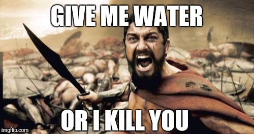 Sparta Leonidas | GIVE ME WATER; OR I KILL YOU | image tagged in memes,sparta leonidas | made w/ Imgflip meme maker