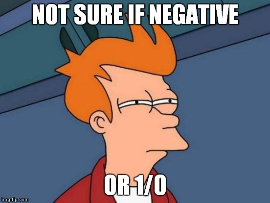 Futurama Fry Meme | NOT SURE IF NEGATIVE OR 1/0 | image tagged in memes,futurama fry | made w/ Imgflip meme maker