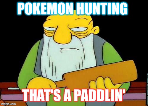 That's a paddlin' | POKEMON HUNTING; THAT'S A PADDLIN' | image tagged in memes,that's a paddlin' | made w/ Imgflip meme maker