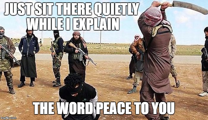 JUST SIT THERE QUIETLY WHILE I EXPLAIN THE WORD PEACE TO YOU | made w/ Imgflip meme maker