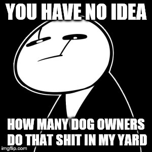 YOU HAVE NO IDEA HOW MANY DOG OWNERS DO THAT SHIT IN MY YARD | made w/ Imgflip meme maker
