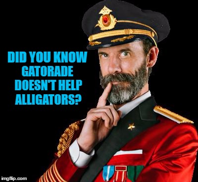 Captain Obvious | DID YOU KNOW; GATORADE DOESN'T HELP ALLIGATORS? | image tagged in captain obvious,memes,gatorade,alligators | made w/ Imgflip meme maker