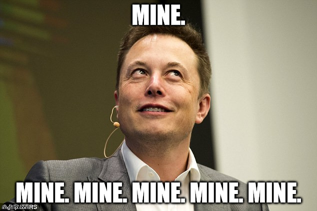 Elon Musk | MINE. MINE. MINE. MINE. MINE. MINE. | image tagged in elon musk | made w/ Imgflip meme maker