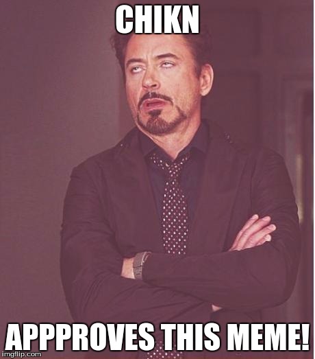 Face You Make Robert Downey Jr Meme | CHIKN APPPROVES THIS MEME! | image tagged in memes,face you make robert downey jr | made w/ Imgflip meme maker