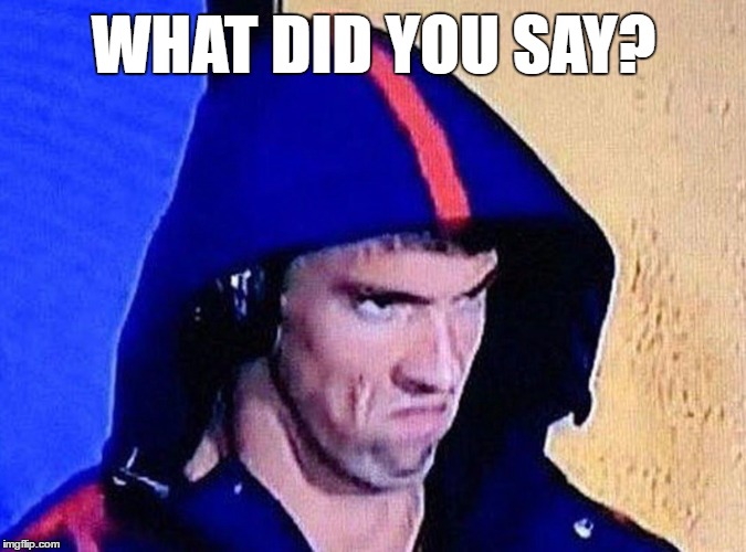 WHAT DID YOU SAY? | image tagged in what,what did you say,what did you just,phelps face | made w/ Imgflip meme maker