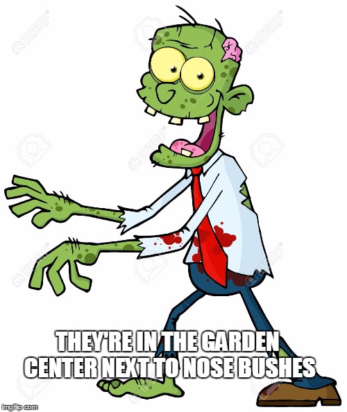 THEY'RE IN THE GARDEN CENTER NEXT TO NOSE BUSHES | made w/ Imgflip meme maker