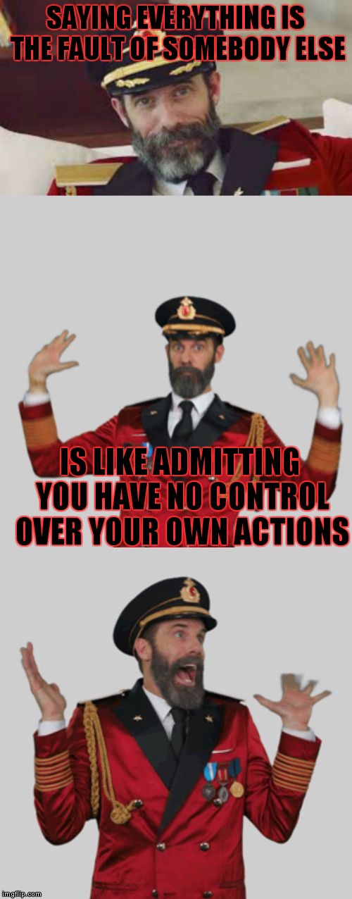 It's that obvious | SAYING EVERYTHING IS THE FAULT OF SOMEBODY ELSE; IS LIKE ADMITTING YOU HAVE NO CONTROL OVER YOUR OWN ACTIONS | image tagged in it's that obvious | made w/ Imgflip meme maker