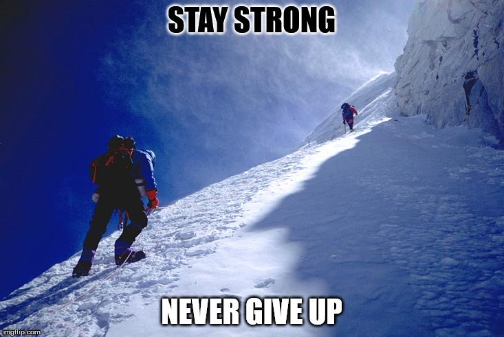 Never Give Up. | STAY STRONG; NEVER GIVE UP | image tagged in never give up | made w/ Imgflip meme maker