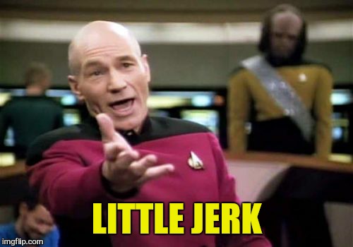 Picard Wtf Meme | LITTLE JERK | image tagged in memes,picard wtf | made w/ Imgflip meme maker