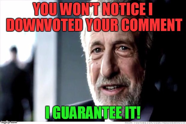 YOU WON'T NOTICE I DOWNVOTED YOUR COMMENT I GUARANTEE IT! | made w/ Imgflip meme maker