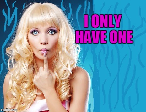 ditzy blonde | I ONLY HAVE ONE | image tagged in ditzy blonde | made w/ Imgflip meme maker
