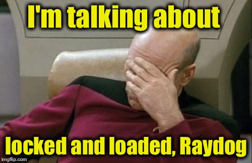 Captain Picard Facepalm Meme | I'm talking about locked and loaded, Raydog | image tagged in memes,captain picard facepalm | made w/ Imgflip meme maker