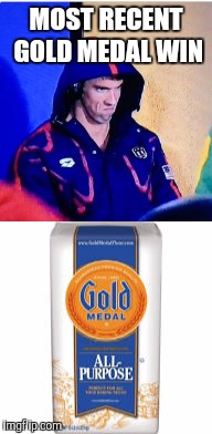 Gold medalist | MOST RECENT GOLD MEDAL WIN | image tagged in michael phelps,olympics,gold medal | made w/ Imgflip meme maker