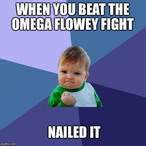 Success Kid | WHEN YOU BEAT THE OMEGA FLOWEY FIGHT; NAILED IT | image tagged in memes,success kid | made w/ Imgflip meme maker